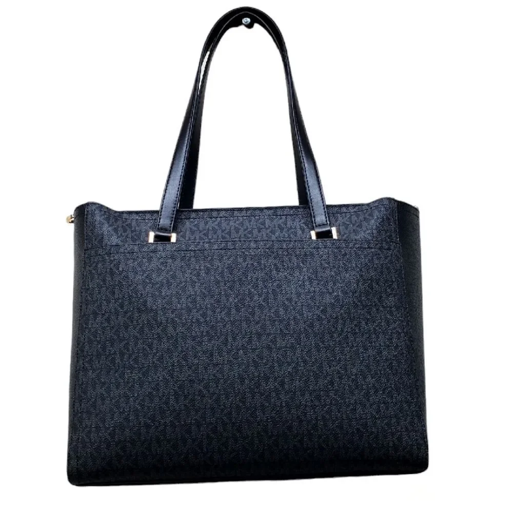 MICHAEL KORS Signature Tote Bag – Black/Charcoal MK Logo, Gold Hardware - Picture 2 of 10